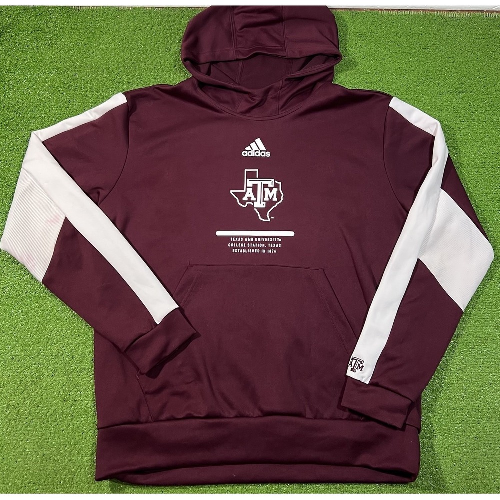 Texas A&M Team Issue Hoodie XL Aggie Football Pullover Mock Neck Maroon White